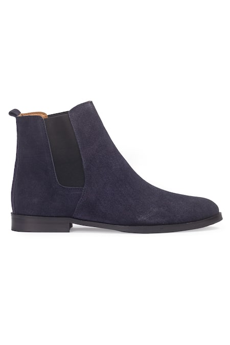 Domani Blue Plain Chelsea Boots Online at Aza Fashions Domani_Blue Plain Chelsea Boots _Online_at_Aza_Fashions