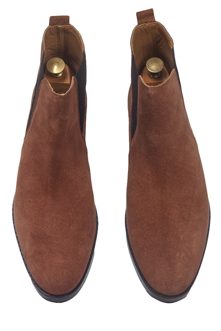 Shop Domani Brown Chelsea Solid Boots at Aza Fashions Shop_Domani_Brown Chelsea Solid Boots _at_Aza_Fashions