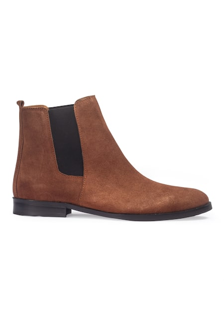 Domani Brown Chelsea Solid Boots Online at Aza Fashions Domani_Brown Chelsea Solid Boots _Online_at_Aza_Fashions