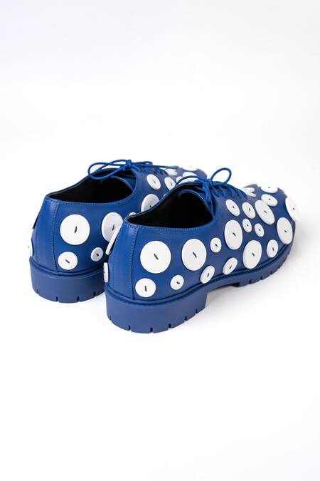 Buy_Jeetinder Sandhu_Blue Button Embroidered Leather Shoes _Online_at_Aza_Fashions