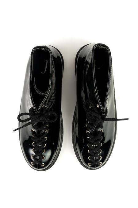 Buy_Jeetinder Sandhu_Black Leather Ankle Boots _Online_at_Aza_Fashions