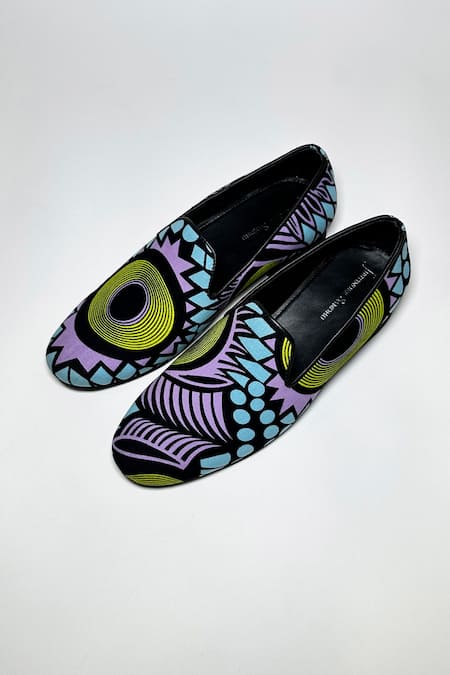 Jeetinder Sandhu Mic Empire African Waxed Print Loafers 