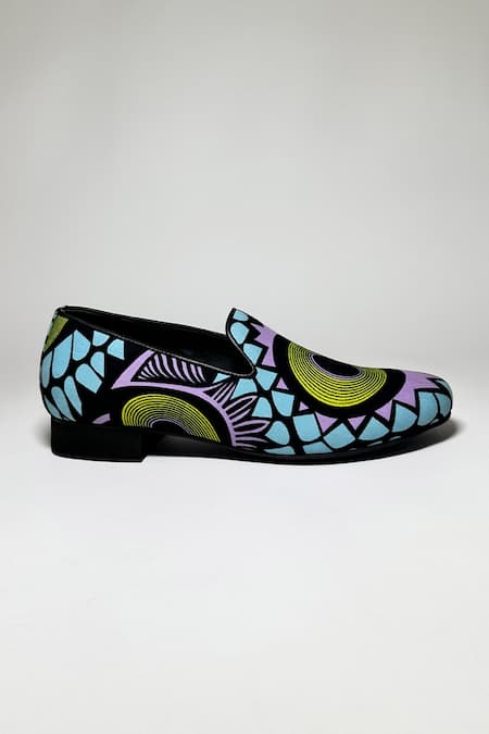Jeetinder Sandhu_Multi Color Mic Empire African Waxed Print Loafers _Online_at_Aza_Fashions