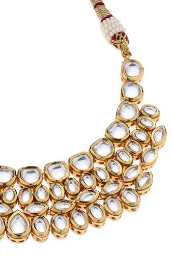 Buy_Minaki_Gold Plated Stones Kundan Cluster Studded Collar Necklace Set _Online_at_Aza_Fashions