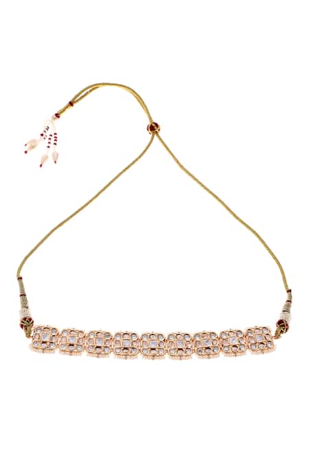 Minaki Polki Studded Square Choker Set 