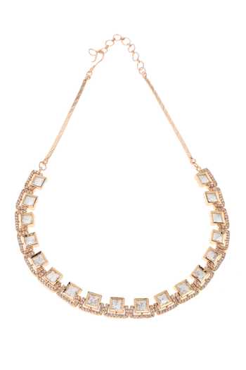 Minaki Gold Plated Diamonds, Crystals Polki Studded Grecian Necklace Set Online at Aza Fashions Minaki_Gold Plated Diamonds, Crystals Polki Studded Grecian Necklace Set _Online_at_Aza_Fashions