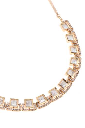 Buy_Minaki_Gold Plated Diamonds, Crystals Polki Studded Grecian Necklace Set _Online_at_Aza_Fashions