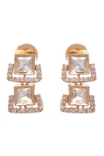 Shop_Minaki_Gold Plated Diamonds, Crystals Polki Studded Grecian Necklace Set _Online_at_Aza_Fashions