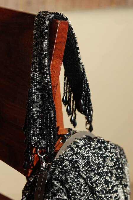 Buy The Tan Clan Black Bead Amour Tassel Embellished Batua Online at Aza Fashions Buy_The Tan Clan_Black Bead Amour Tassel Embellished Batua _Online_at_Aza_Fashions