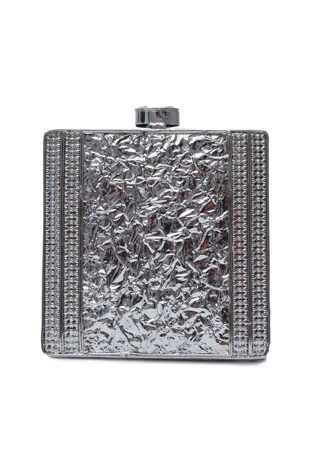 Buy The Tan Clan Silver Stone Aqsa Embellished Clutch Online at Aza Fashions Buy_The Tan Clan_Silver Stone Aqsa Embellished Clutch _Online_at_Aza_Fashions