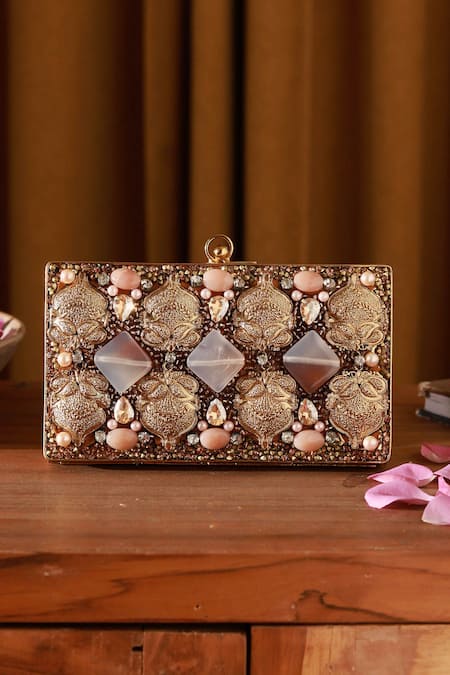 The Tan Clan Arya Floral Carved Clutch