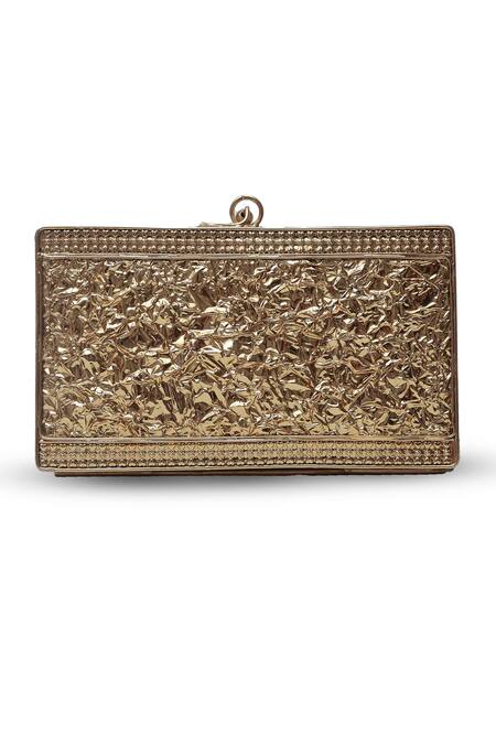 Buy_The Tan Clan_Gold Stones, Beads Arya Floral Carved Clutch _Online_at_Aza_Fashions