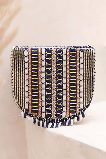 Shop The Tan Clan Blue Bead Asma Embellished Clutch at Aza Fashions Shop_The Tan Clan_Blue Bead Asma Embellished Clutch _at_Aza_Fashions