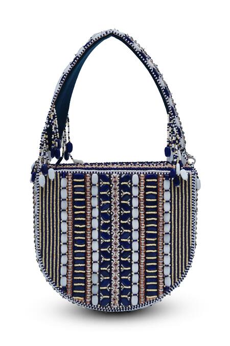 The Tan Clan Blue Bead Asma Embellished Clutch Online at Aza Fashions The Tan Clan_Blue Bead Asma Embellished Clutch _Online_at_Aza_Fashions