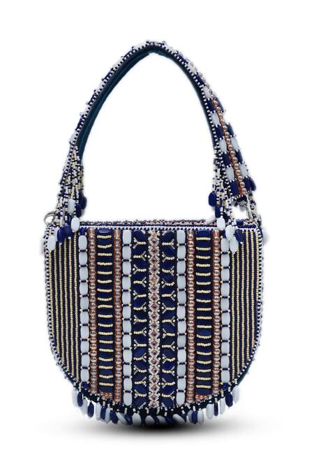 Buy The Tan Clan Blue Bead Asma Embellished Clutch Online at Aza Fashions Buy_The Tan Clan_Blue Bead Asma Embellished Clutch _Online_at_Aza_Fashions