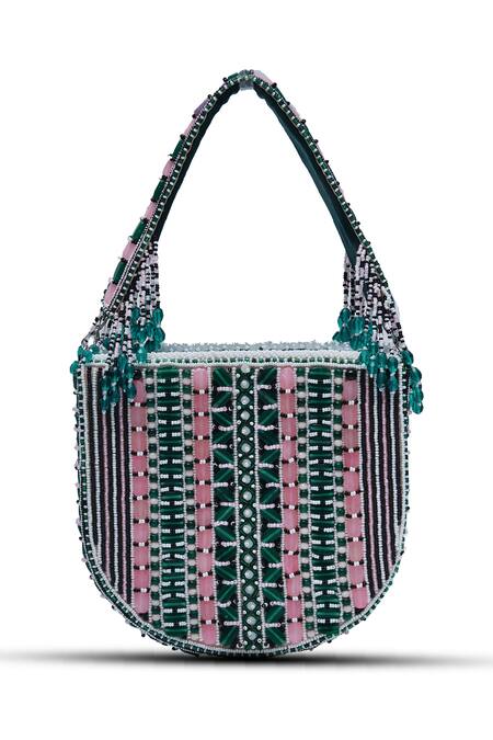 Shop The Tan Clan Green Bead Asma Studded Clutch Online at Aza Fashions Shop_The Tan Clan_Green Bead Asma Studded Clutch _Online_at_Aza_Fashions