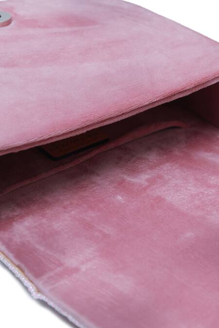 Buy The Tan Clan Pink Bead Asma Stripe Embellished Clutch Buy_The Tan Clan_Pink Bead Asma Stripe Embellished Clutch