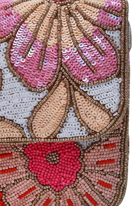 Buy The Tan Clan Multi Color Moti Daisy Floral Embellished Baguette Bag Buy_The Tan Clan_Multi Color Moti Daisy Floral Embellished Baguette Bag