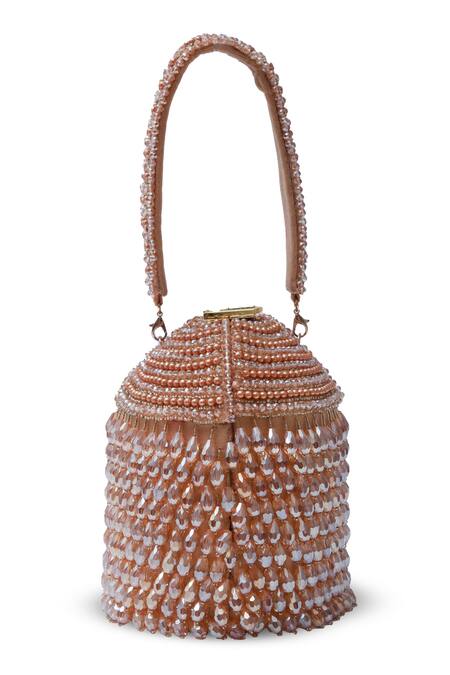 Shop_The Tan Clan_Gold Beads, Crystals Emma Studded Potli _at_Aza_Fashions