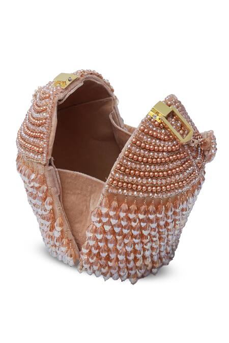 The Tan Clan_Gold Beads, Crystals Emma Studded Potli _Online_at_Aza_Fashions