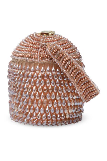Shop_The Tan Clan_Gold Beads, Crystals Emma Studded Potli _Online_at_Aza_Fashions