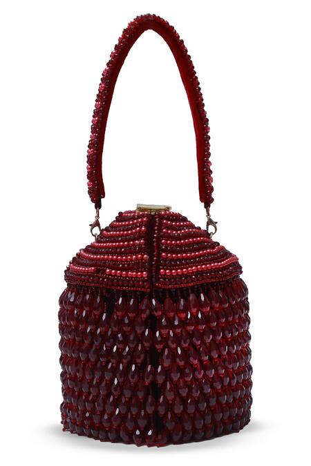 Buy_The Tan Clan_Red Bead Emma Round Embellished Potli 