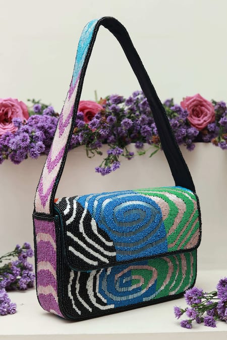 Shop The Tan Clan Multi Color Moti Iris Cutdana Embellished Bag at Aza Fashions Shop_The Tan Clan_Multi Color Moti Iris Cutdana Embellished Bag _at_Aza_Fashions