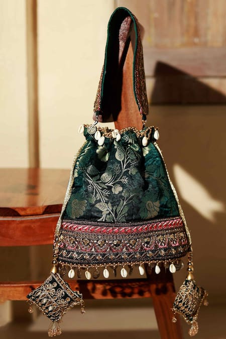 The Tan Clan Kashvi Floral Woven Potli 