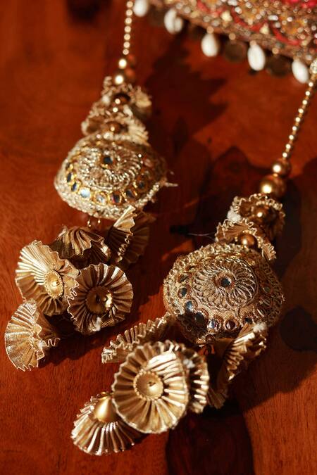 The Tan Clan Yellow Sequins, Metallic Thread, Zari Kashvi Flower Woven Potli at Aza Fashions The Tan Clan_Yellow Sequins, Metallic Thread, Zari Kashvi Flower Woven Potli_at_Aza_Fashions