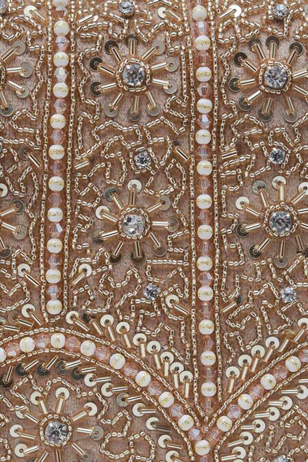 The Tan Clan_Beige Bead Kavya Embellished Clutch _at_Aza_Fashions