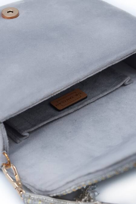 Shop The Tan Clan Grey Bead Kavya Embellished Flap Over Clutch Online at Aza Fashions Shop_The Tan Clan_Grey Bead Kavya Embellished Flap Over Clutch _Online_at_Aza_Fashions