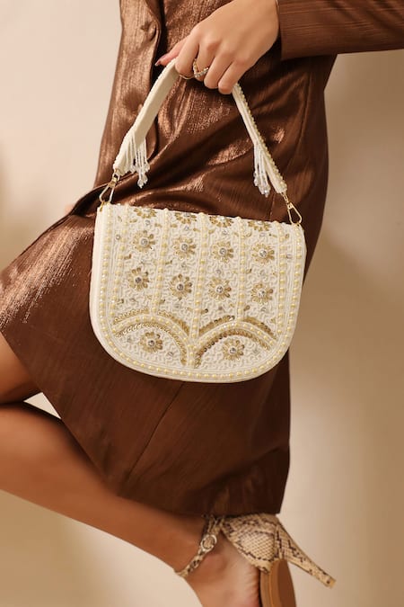 THE TAN CLAN Kavya Bead Studded Clutch 