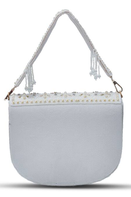 Buy The Tan Clan White Beads Kavya Studded Clutch Buy_The Tan Clan_White Beads Kavya Studded Clutch