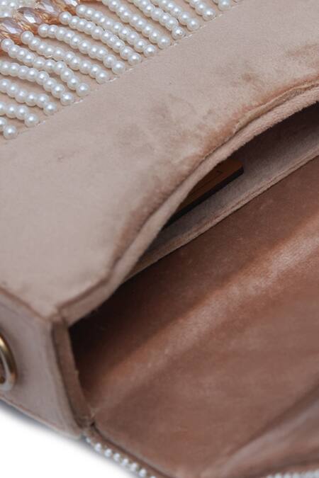 The Tan Clan Beige Bead Kiara Embellished Clutch at Aza Fashions The Tan Clan_Beige Bead Kiara Embellished Clutch _at_Aza_Fashions
