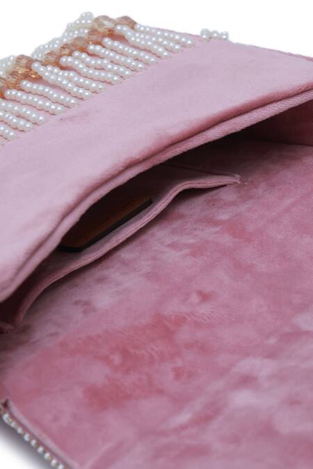 Shop The Tan Clan Pink Bead Kiara Studded Clutch Online at Aza Fashions Shop_The Tan Clan_Pink Bead Kiara Studded Clutch _Online_at_Aza_Fashions