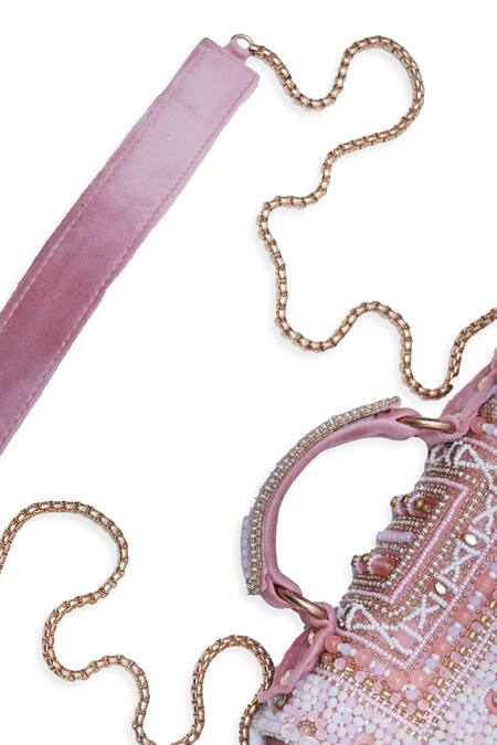 The Tan Clan Pink Bead Kiara Studded Clutch at Aza Fashions The Tan Clan_Pink Bead Kiara Studded Clutch _at_Aza_Fashions