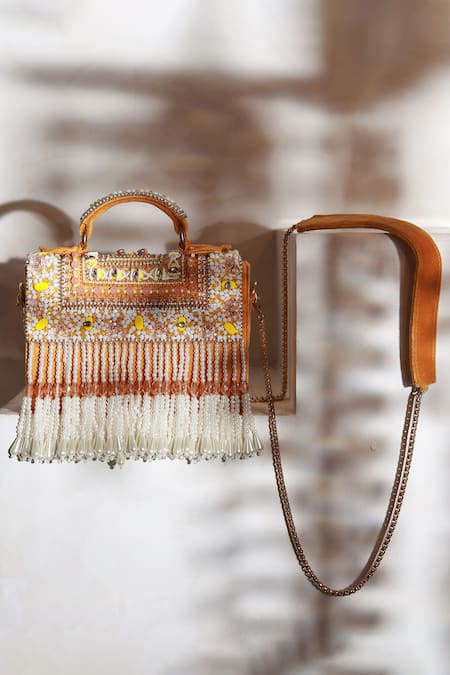 Shop The Tan Clan Yellow Bead Kiara Work Clutch at Aza Fashions Shop_The Tan Clan_Yellow Bead Kiara Work Clutch _at_Aza_Fashions