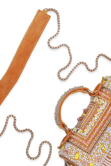 The Tan Clan Yellow Bead Kiara Work Clutch at Aza Fashions The Tan Clan_Yellow Bead Kiara Work Clutch _at_Aza_Fashions