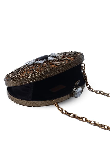 Buy The Tan Clan Gold Stone Mirza Work Clutch Bag Buy_The Tan Clan_Gold Stone Mirza Work Clutch Bag