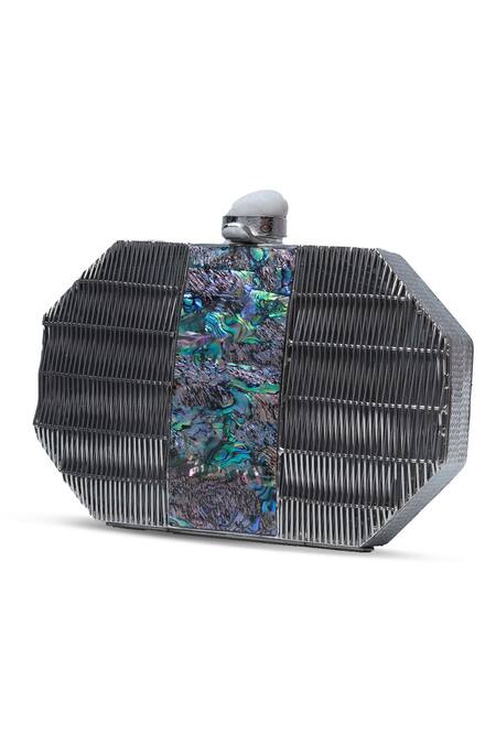Buy The Tan Clan Silver Mother Of Pearl Misha Work Clutch Bag Online at Aza Fashions Buy_The Tan Clan_Silver Mother Of Pearl Misha Work Clutch Bag _Online_at_Aza_Fashions