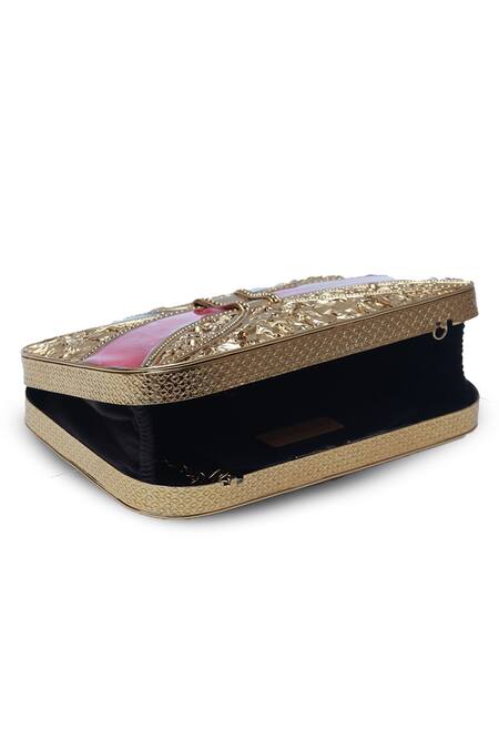The Tan Clan Gold Naina Embellished Clutch Bag Online at Aza Fashions The Tan Clan_Gold Naina Embellished Clutch Bag _Online_at_Aza_Fashions