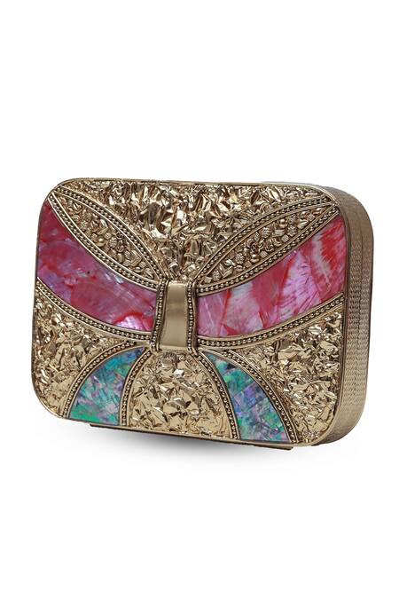 Shop The Tan Clan Gold Naina Embellished Clutch Bag Online at Aza Fashions Shop_The Tan Clan_Gold Naina Embellished Clutch Bag _Online_at_Aza_Fashions