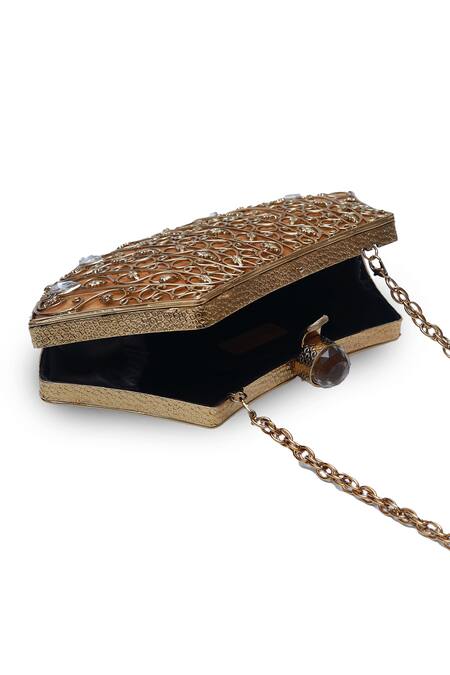 The Tan Clan Gold Stones Nitya Work Clutch Bag Online at Aza Fashions The Tan Clan_Gold Stones Nitya Work Clutch Bag _Online_at_Aza_Fashions