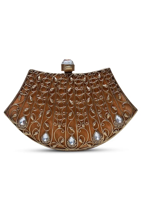 Buy The Tan Clan Gold Stones Nitya Work Clutch Bag Online at Aza Fashions Buy_The Tan Clan_Gold Stones Nitya Work Clutch Bag _Online_at_Aza_Fashions
