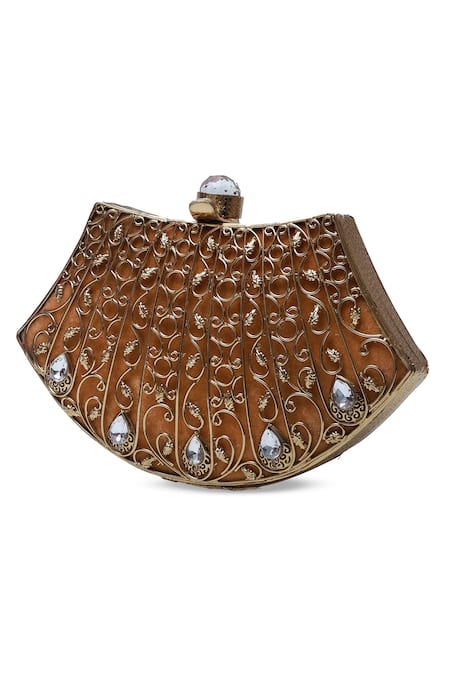 Shop The Tan Clan Gold Stones Nitya Work Clutch Bag Online at Aza Fashions Shop_The Tan Clan_Gold Stones Nitya Work Clutch Bag _Online_at_Aza_Fashions