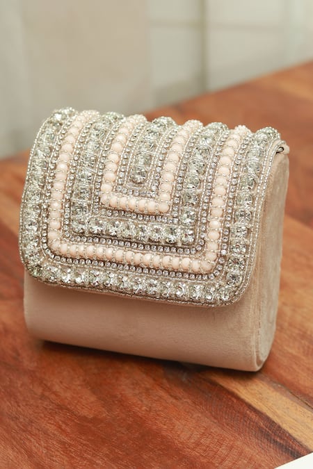 Shop The Tan Clan Beige Stones Nysa Work Mini Clutch Bag at Aza Fashions Shop_The Tan Clan_Beige Stones Nysa Work Mini Clutch Bag _at_Aza_Fashions