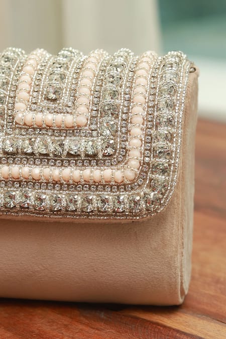 The Tan Clan Beige Stones Nysa Work Mini Clutch Bag Online at Aza Fashions The Tan Clan_Beige Stones Nysa Work Mini Clutch Bag _Online_at_Aza_Fashions