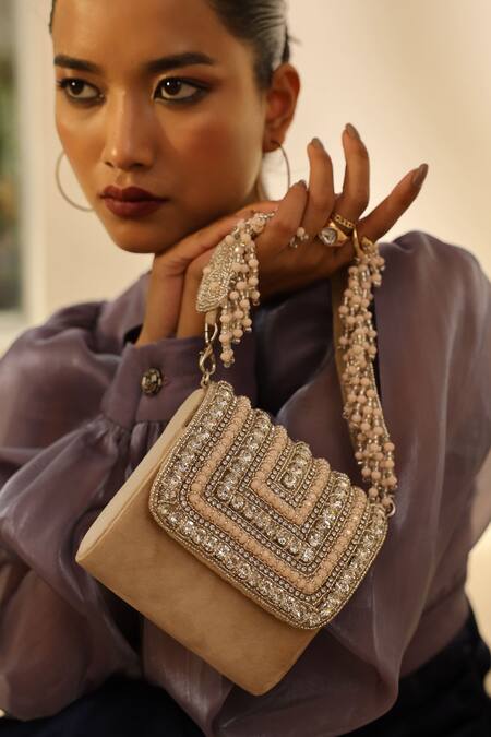 Buy The Tan Clan Beige Stones Nysa Work Mini Clutch Bag Online at Aza Fashions Buy_The Tan Clan_Beige Stones Nysa Work Mini Clutch Bag _Online_at_Aza_Fashions