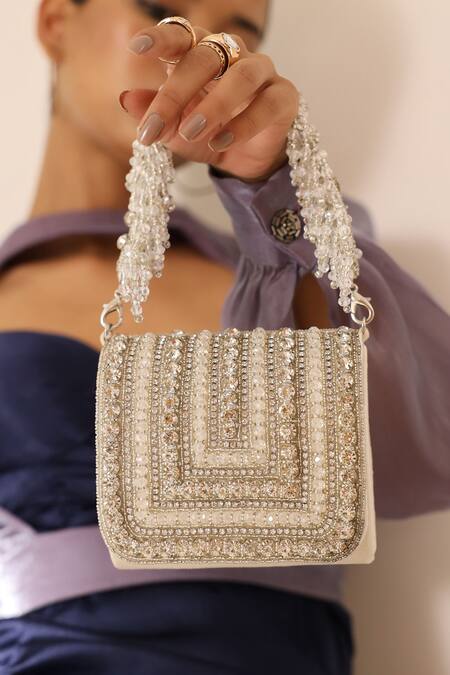Buy The Tan Clan White Stone Nysa Embellished Mini Clutch Bag Online at Aza Fashions Buy_The Tan Clan_White Stone Nysa Embellished Mini Clutch Bag _Online_at_Aza_Fashions