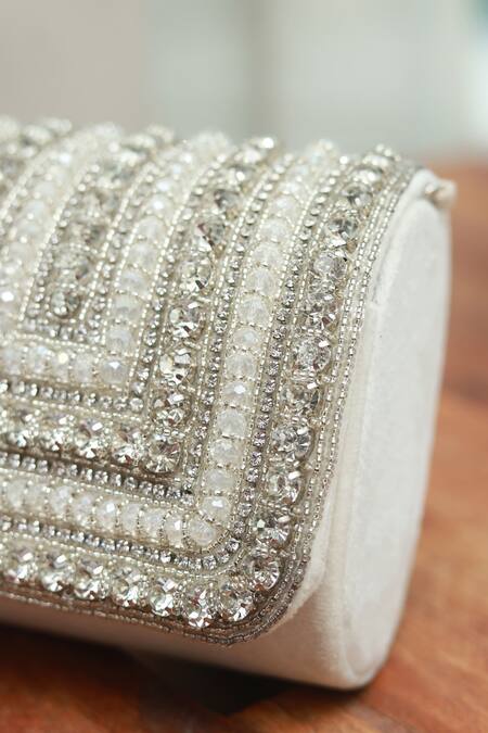 Buy The Tan Clan White Stone Nysa Embellished Mini Clutch Bag Buy_The Tan Clan_White Stone Nysa Embellished Mini Clutch Bag